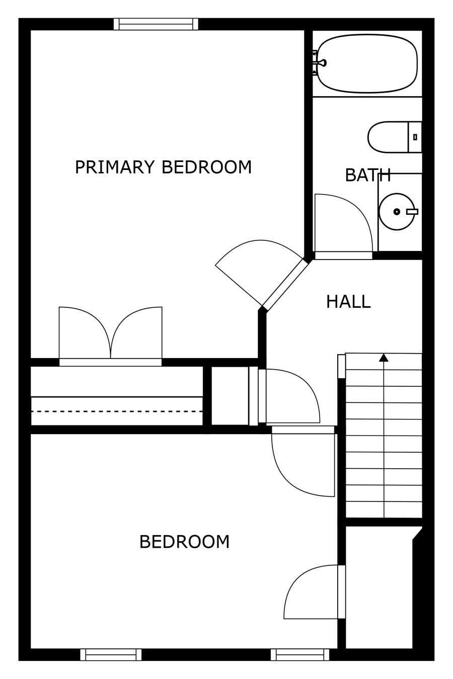 Floor plan of the 2nd level at Poplar Ridge Apartments
